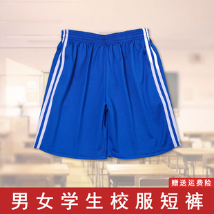 校服裤子宝蓝色两条杠夏季五分，短裤运动男女初高中小学生薄款校裤