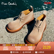 Pierre Cardin/皮尔卡丹女鞋丝滑绒面大头马丁靴真皮组合底女靴