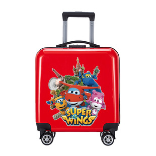 儿童拉杆箱18寸小型登机箱20寸男女孩卡通旅行行李箱超级飞侠红色