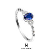 赫拉藏臻 涟漪18K金天然蓝宝石戒指 免费调整指圈纯手工设计制作