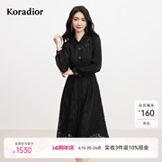 Koradior珂莱蒂尔秋季新款时尚设计感气质优雅蕾丝连衣裙女