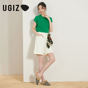 UGIZ商场同款2022秋季韩版女装白色休闲牛仔中裤女UCQF827