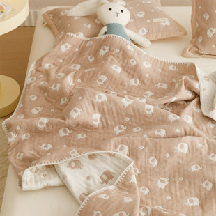 四季可用 多功能三层纱布儿童盖毯 婴儿幼儿园午睡毯子夏季纱布毯