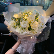 白玫瑰花束鲜花速递同城配送生日深圳天津合N肥上海广州成都送花