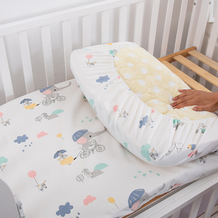 儿童床笠单件薄垫专用婴儿床纯棉防水隔尿透气1.2m床罩床垫套