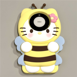 卡通可爱花朵蜜蜂kitty猫适用华为mate60pro手机壳立体硅胶套三丽鸥mate60全包防摔保护套网红女