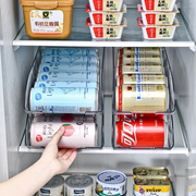 冰箱饮料收纳盒神器双层储存啤酒可乐易拉罐整理储物盒抽屉置物架