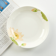 家用中式骨瓷餐具圆盘7英寸深饭盘7寸菜盘子深盘碟子水果饺子汤盘
