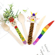 儿童木勺木木叉创意手工，制作diy材料幼儿园，儿童美术绘画涂鸦