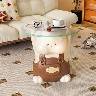 可爱边几客厅小茶几家用置物架创意小型圆桌子奶油风卡通沙发边柜