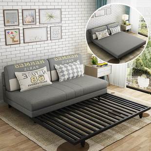 沙发床可折叠双人三人，两用多功能1.8米1.5实木床，客厅小户型布艺床