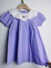 2022夏儿童(夏儿童)女童紫色，小花领棉布纯棉，刺绣娃娃领连衣连身裙a字裙