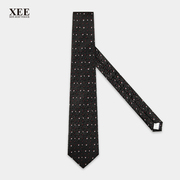 XEE商场同款 2020桑蚕丝红色小碎花箭头型商务领带L00012369