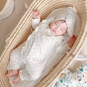 idea婴童装2022春季女宝宝，长袖碎花爬服新生儿哈衣婴儿连体衣