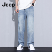 Jeep吉普牛仔裤男2024夏季薄款裤子男款美式高街休闲男士长裤