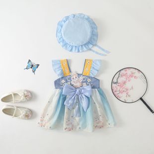 女童汉服旗袍，1-2岁婴幼儿夏季宝宝连衣裙3-6个月连体衣公主包屁衣