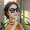 韩版防晒高级感绿灰色墨镜，uv400方形大框素颜明星款显瘦太阳眼镜