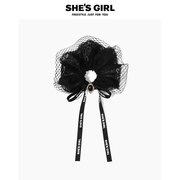 shesgirl茜子暗夜玫瑰原创设计蕾丝网纱哥特风多用发圈发绳头花