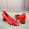 红色摔纹牛皮真皮水钻，蝴蝶结高跟名媛风女鞋子气质浅口单鞋p49-3