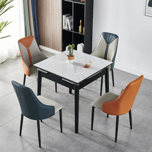 可伸缩折叠岩板餐桌椅，组合现代简约小户型，餐桌家用正方形饭桌餐台