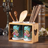 欧式创意家用陶瓷筷子筒带架厨房餐具多功能收纳沥水架双筒筷笼
