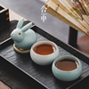 汝窑茶杯主人杯一对杯功夫茶具个人专用陶瓷杯子套装情侣兔年礼物