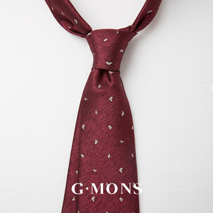 吉约蒙男士时尚休闲潮流领带酒红色碎花商务正装上班新郎结婚领带