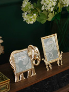 费灵家居金色大象长颈鹿装饰金属，相框个性创意，儿童房照片框摆台