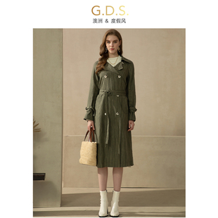 GDS澳洲品牌度假风高端风衣奢华大牌2024春款女装高级感中长外套