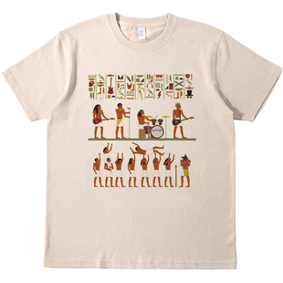 埃及摇滚图腾 趣味美式复古vintage短袖男女情侣T恤纯棉tee shirt