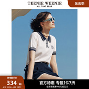 teenieweenie小熊奥莱夏季学院风撞色翻领，毛衣针织衫上衣女