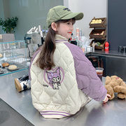 女童棉服冬装2023洋气儿童，加厚棒球服小女孩冬季棉衣外套上衣