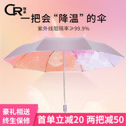 太阳伞双层加倍防晒防紫外线伞晴雨两用钛银遮阳伞女户外折叠雨伞