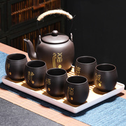 紫砂原矿陶瓷提梁壶茶具套装家用大号容量泡茶壶过滤客厅茶杯茶盘