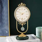 现代轻奢黄铜创意装饰座钟客厅家用玄关静音桌面台钟欧式时尚摆钟