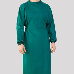 手术室洗手衣纯棉男女同款，墨绿色立领偏襟全包大褂对襟半包手术衣