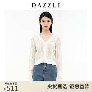 dazzle地素奥莱白色镂空提花，针织外套开衫女2d3e5211b