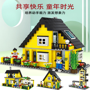 万格32051-34051别墅房子建筑，模型拼插拼装小颗粒，积木diy玩具