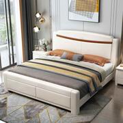 现代简约全实木床白色1.5m单双人(单双人)1.8米奶油，风高箱储物主卧2米婚床