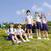 幼儿园夏季运动园服蓝粉拼接棒球服四件套小学生秋夏毕业季校服