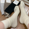 奶白色袜子女春夏季中筒袜，纯棉网红ins潮薄款日系长筒夏天堆堆袜