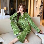 金丝绒睡衣女士高级感纯家居服长袖时尚外穿绿色2023秋季套装