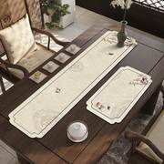 新中式皮革茶席茶意桌旗防水轻奢高级感桌布国风茶桌垫布茶巾垫子