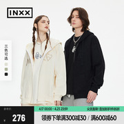 INXXALLPICK 潮牌连帽卫衣情侣款宽松帽衫美式休闲开衫外套男