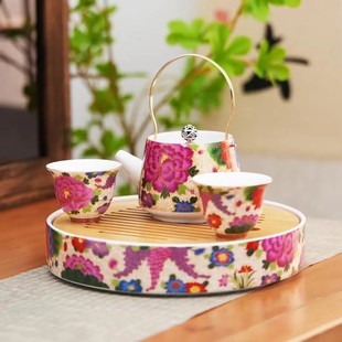 茶壶ins高颜值珐琅彩茶壶，欧式茶具全套，一整套旅行茶具茶杯茶盘