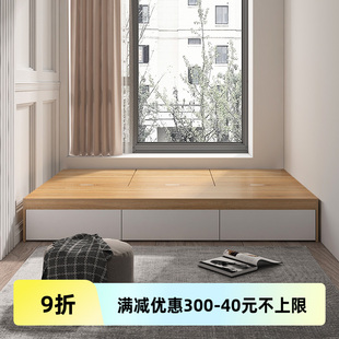 可定制无床头榻榻米床小户型，实木床高箱储物收纳简约1.35米床
