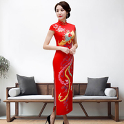 苏州模特走秀演出歌手主持2024改良版中国风迎宾礼仪丝绸旗袍
