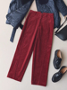 复古酒红色高级感灯芯绒直筒裤子女春款设计感棉质斜纹时髦阔腿裤