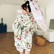 2024年日式短款和服套装带打底短裤日本印花小和服情侣家居服