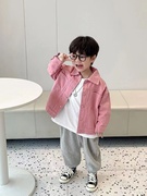 男童粉色牛仔外套2023春韩系童装纯棉牛仔外套上衣2